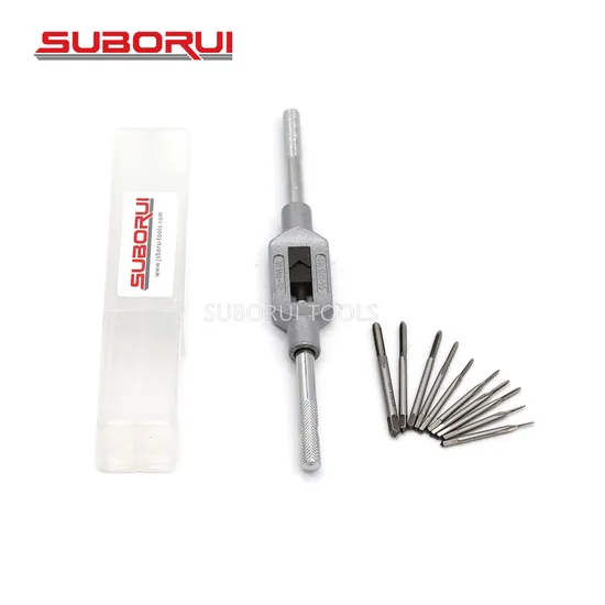 Suborui Repair Tool High Speed Steel Hand Screw Thread Plug Adjustable Tap Wrench M1-M3.5 Mini Metric Tap Die Set